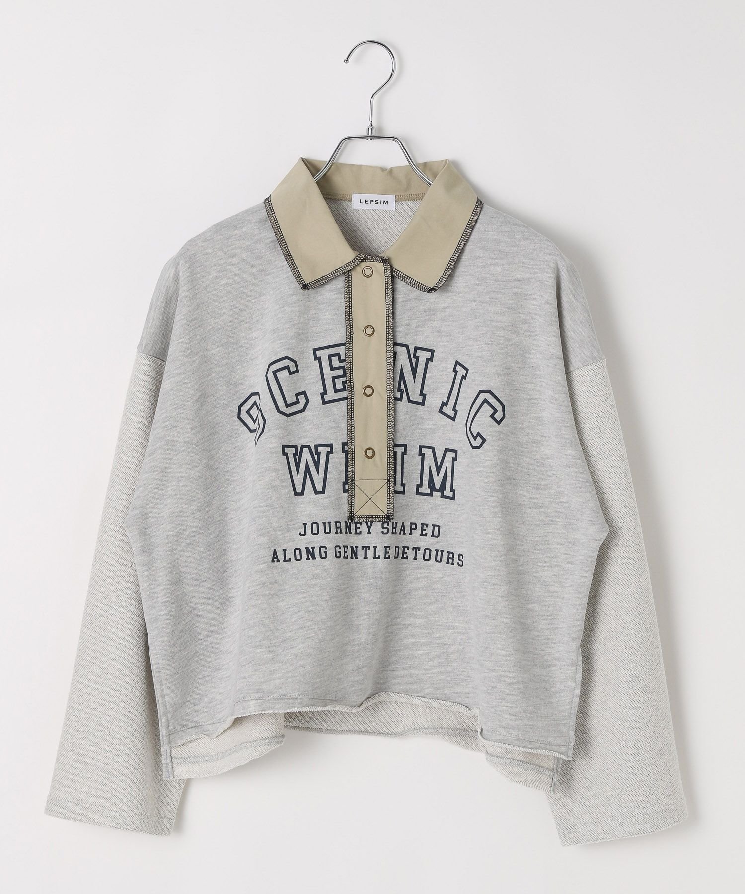 【レプシィム ローリーズファーム/LEPSIM LOWRYS FARM】のロゴプリントラガープルオーバー インテリア・キッズ・メンズ・レディースファッション・服の通販 founy(ファニー) 　ファッション　Fashion　レディースファッション　Fashion for Women　トップス・カットソー　Cut & Sew Tops　カジュアルプルオーバー・ニットトップス　Pullovers & Knit Tops / Casual Pullovers　ショート　Short, Short Length　プリント　Print, Printed Pattern　グレー15|ID: prp329100004748032 ipo3291000000034411804