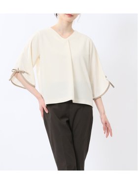 【タカキュー/TAKA-Q】のカットジョーゼット 配色 7分袖プルオーバー 人気、トレンドファッション・服の通販 founy(ファニー) ファッション Fashion レディースファッション Fashion for Women トップス・カットソー Cut & Sew Tops カジュアルプルオーバー・ニットトップス Pullovers & Knit Tops / Casual Pullovers インナー Innerwear 春 Spring 秋 Autumn カーディガン Cardigan, Knitwear ジャケット Jacket, Outerwear ジョーゼット Georgette, Semi-Sheer Fabric ストレッチ Stretch, Stretchy Fabric ストレート Straight, Straight Cut スーツ Suit, Formalwear フィット Fit, Slim Fit ベーシック Basic, Essential リボン Ribbon, Bow 冬 Winter / This Winter A/W・秋冬 Autumn/Winter S/S・春夏 SS, Spring/Summer, Warm Season おすすめ Recommended / Our Picks 夏 Summer ギフト プレゼント Gift / Present ビジネス 仕事 通勤 Business / Work / Commuting |ID:prp329100004748067