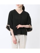【タカキュー/TAKA-Q】のカットジョーゼット 配色 7分袖プルオーバー 人気、トレンドファッション・服の通販 founy(ファニー) ファッション Fashion レディースファッション Fashion for Women トップス・カットソー Cut & Sew Tops カジュアルプルオーバー・ニットトップス Pullovers & Knit Tops / Casual Pullovers インナー Innerwear 春 Spring 秋 Autumn カーディガン Cardigan, Knitwear ジャケット Jacket, Outerwear ジョーゼット Georgette, Semi-Sheer Fabric ストレッチ Stretch, Stretchy Fabric ストレート Straight, Straight Cut スーツ Suit, Formalwear フィット Fit, Slim Fit ベーシック Basic, Essential リボン Ribbon, Bow 冬 Winter / This Winter A/W・秋冬 Autumn/Winter S/S・春夏 SS, Spring/Summer, Warm Season おすすめ Recommended / Our Picks 夏 Summer ギフト プレゼント Gift / Present ビジネス 仕事 通勤 Business / Work / Commuting thumbnail 05黒|ID: prp329100004748067 ipo3291000000034332601