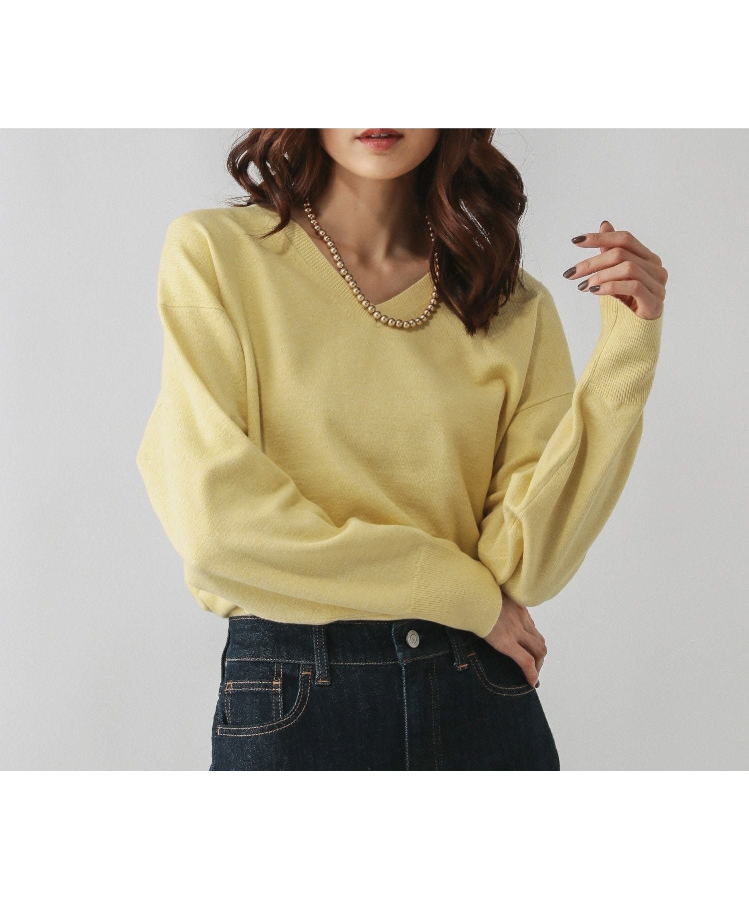 【グローバルワーク/GLOBAL WORK】のふわふわHugmeVネックプルオーバー/581170 インテリア・キッズ・メンズ・レディースファッション・服の通販 founy(ファニー) 　ファッション　Fashion　レディースファッション　Fashion for Women　トップス・カットソー　Cut & Sew Tops　カジュアルプルオーバー・ニットトップス　Pullovers & Knit Tops / Casual Pullovers　Vネックトップス　V-Neck Tops / V-Cut Neckline Shirts　WEB限定/ライトイエロー62|ID: prp329100004748123 ipo3291000000036069959