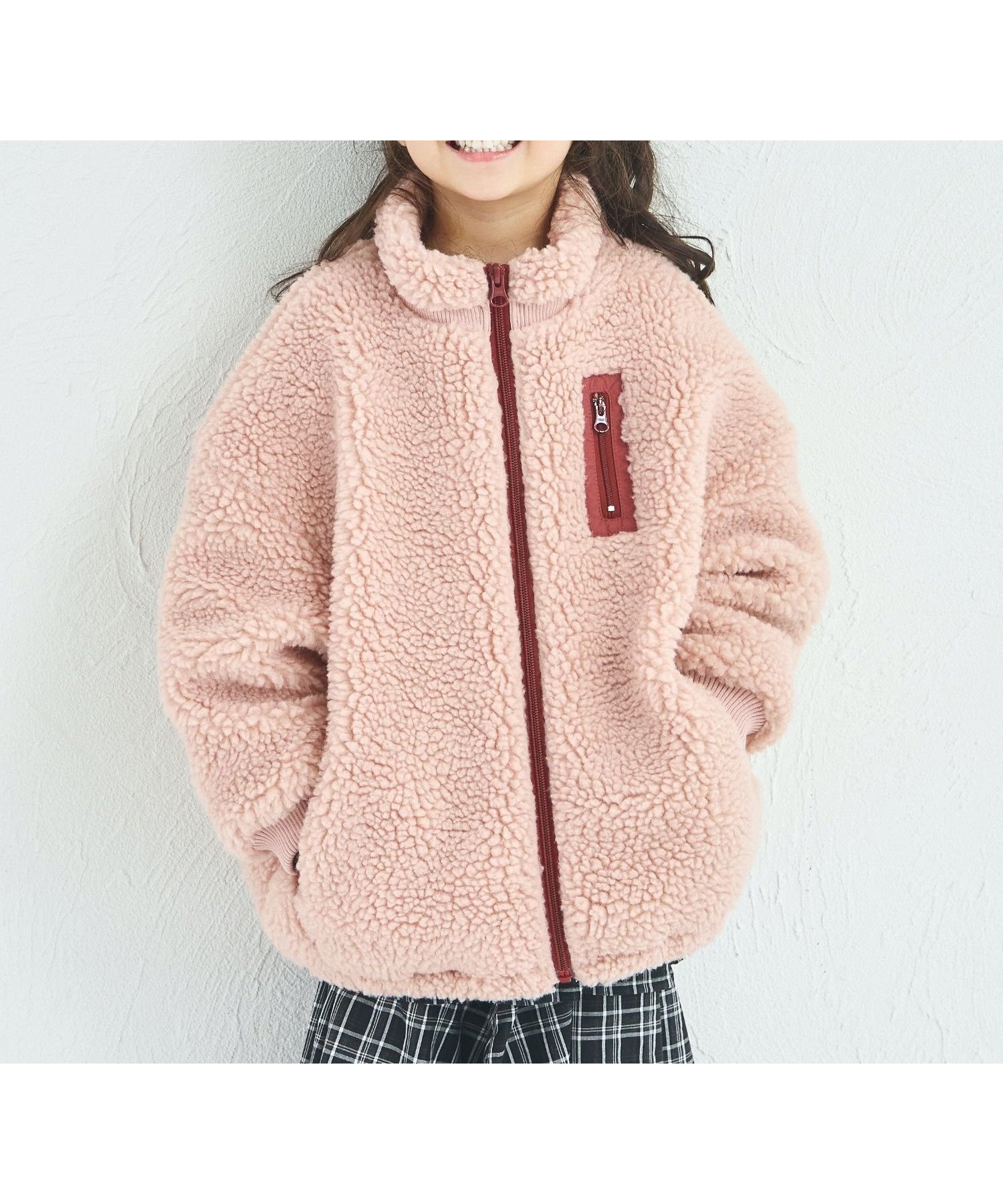 【ペアマノン/pairmanon / KIDS】の【エアサーマル】ユニセックス 総柄 無地 ボアブルゾン インテリア・キッズ・メンズ・レディースファッション・服の通販 founy(ファニー) 　ファッション　Fashion　キッズファッション　Fashion for Kids　ブルゾン　Blouson, Bomber Jacket　ループ　Loop, Loop Knit　無地　Plain, Solid Color　ピンク20|ID: prp329100004748234 ipo3291000000034889460