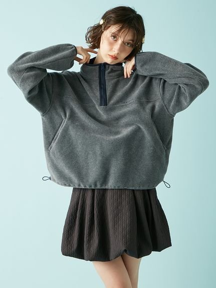 【リリーブラウン/Lily Brown】のハーフジップロゴ刺繍フリーストップス インテリア・キッズ・メンズ・レディースファッション・服の通販 founy(ファニー) 　ファッション　Fashion　レディースファッション　Fashion for Women　トップス・カットソー　Cut & Sew Tops　シンプル　Simple, Minimal　スマート　Smart, Elegant　トレンド　Trend, Trending Now　ロング　Long, Long-Length　今季　This Season, Current Season　GRY[006]|ID: prp329100004748242 ipo3291000000034447949