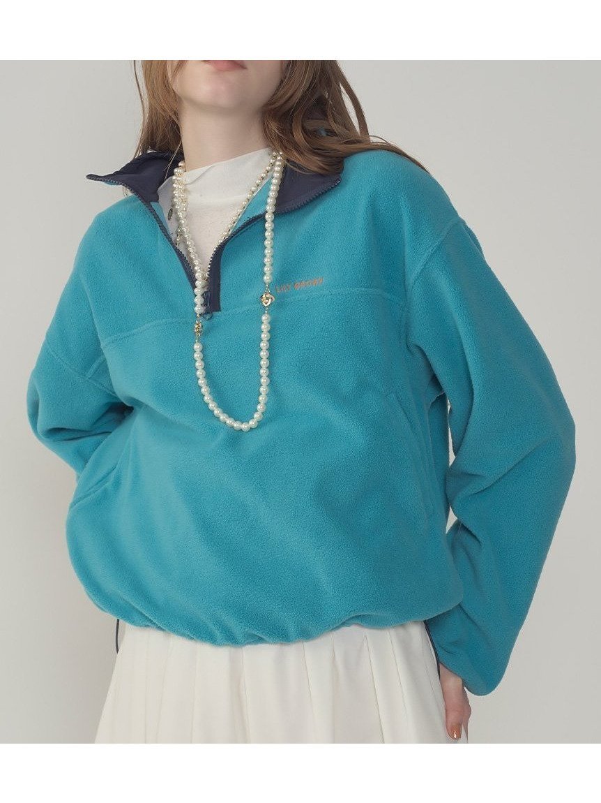 【リリーブラウン/Lily Brown】のハーフジップロゴ刺繍フリーストップス インテリア・キッズ・メンズ・レディースファッション・服の通販 founy(ファニー) 　ファッション　Fashion　レディースファッション　Fashion for Women　トップス・カットソー　Cut & Sew Tops　シンプル　Simple, Minimal　スマート　Smart, Elegant　トレンド　Trend, Trending Now　ロング　Long, Long-Length　今季　This Season, Current Season　TUQ[085]|ID: prp329100004748242 ipo3291000000034447950