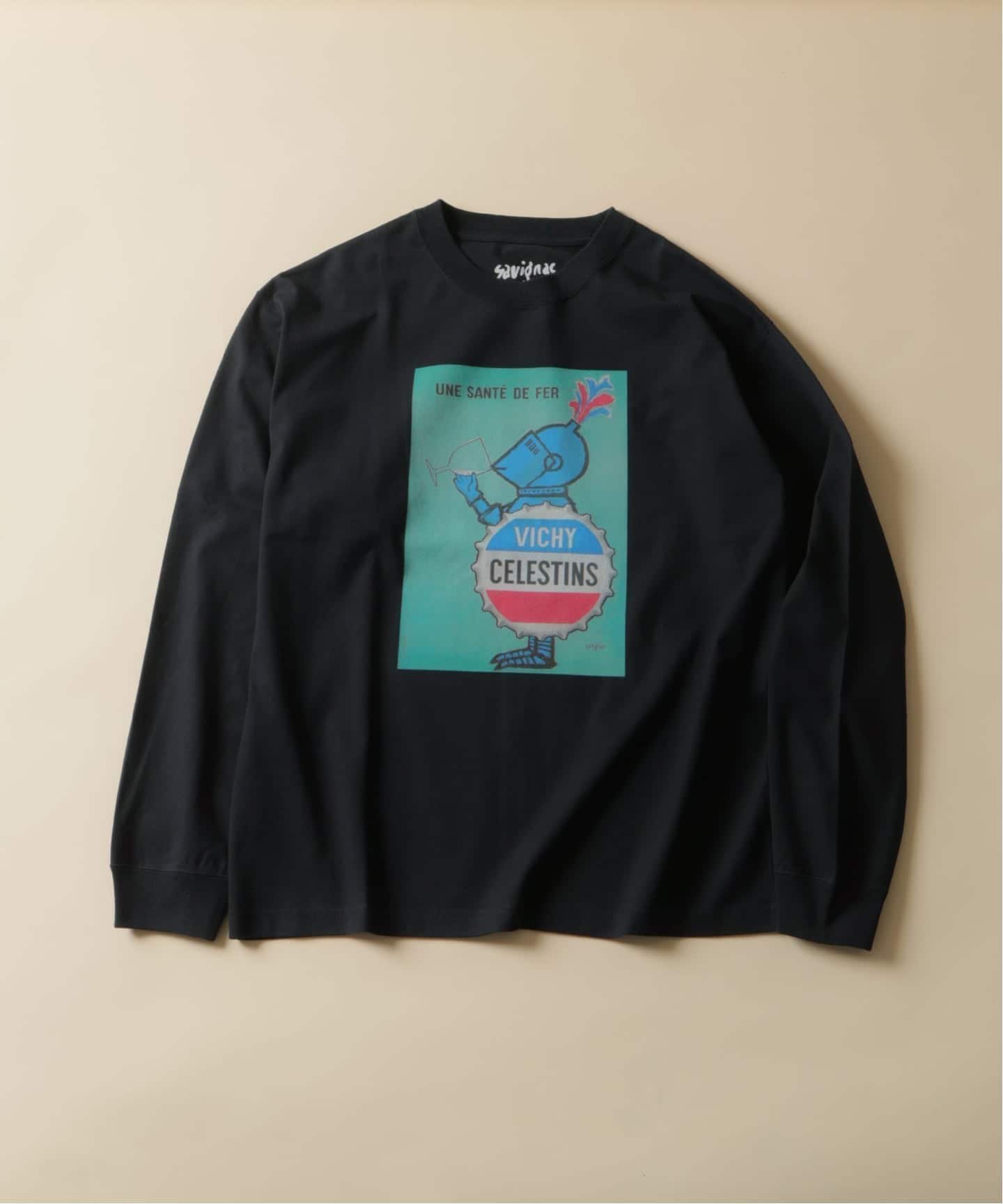 【エディフィス/EDIFICE】のSAVIGNAC (サヴィニャック) 別注 French Company プリント ロングスリーブ Tシャツ インテリア・キッズ・メンズ・レディースファッション・服の通販 founy(ファニー) 　ファッション　Fashion　レディースファッション　Fashion for Women　トップス・カットソー　Cut & Sew Tops　シャツ・ブラウス・オフィスカジュアル　Elegant Blouses & Button-Ups　ロングTシャツ・Tシャツ　Longline T-Shirts & Tees　シンプル　Simple, Minimal　スリーブ　Sleeve, Long Sleeve / Short Sleeve　フランス　France, French　プリント　Print, Printed Pattern　別注　Limited Edition, Custom Order　モチーフ　Motif, Design Theme　ロング　Long, Long-Length　ワーク　Workwear, Utility Style　おすすめ　Recommended / Our Picks　2025年　2025　2025-2026秋冬・A/W　Autumn/Winter 2025–26 AW25–26　ブラック A|ID: prp329100004748344 ipo3291000000035238711