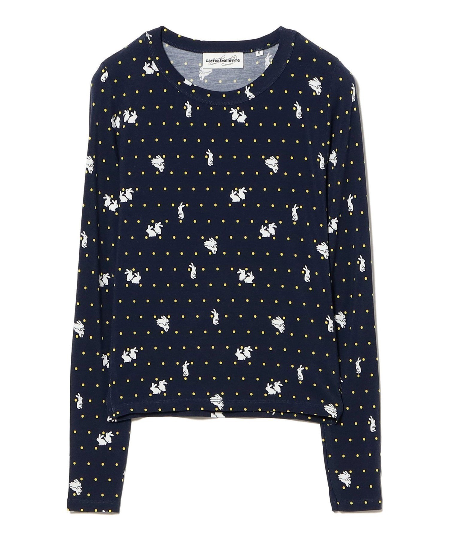 【ビームス ウイメン/BEAMS】の【別注】Carne Bollente / Rabbit T-shirt インテリア・キッズ・メンズ・レディースファッション・服の通販 founy(ファニー)  ファッション Fashion レディースファッション Fashion for Women トップス・カットソー Cut & Sew Tops シャツ・ブラウス・オフィスカジュアル Elegant Blouses & Button-Ups ロングTシャツ・Tシャツ Longline T-Shirts & Tees キャミワンピース Cami Dress, Slip Dress ストレッチ Stretch, Stretchy Fabric スペシャル Special, Limited Edition スリーブ Sleeve, Long Sleeve / Short Sleeve ビスチェ Bustier, Corset Top プリント Print, Printed Pattern 別注 Limited Edition, Custom Order モチーフ Motif, Design Theme ロング Long, Long-Length おすすめ Recommended / Our Picks NAVY|ID: prp329100004748860 ipo3291000000034443442