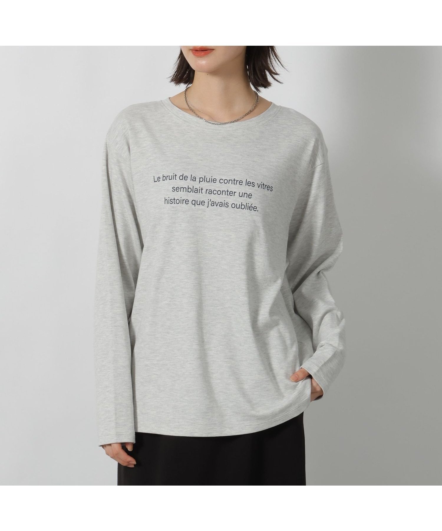 【ラコレ/LAKOLE】のアソートロゴプリント長袖 インテリア・キッズ・メンズ・レディースファッション・服の通販 founy(ファニー) 　ファッション　Fashion　レディースファッション　Fashion for Women　トップス・カットソー　Cut & Sew Tops　おすすめ　Recommended / Our Picks　インナー　Innerwear　カーディガン　Cardigan, Knitwear　サロペット　Overalls, Salopette　フロント　Front, Front Design　ベーシック　Basic, Essential　ボトム　Bottoms, Lower Wear　羽織　Haori, Light Jacket　長袖　Long Sleeve, Full Sleeve　杢グレー|ID: prp329100004748982 ipo3291000000034478918