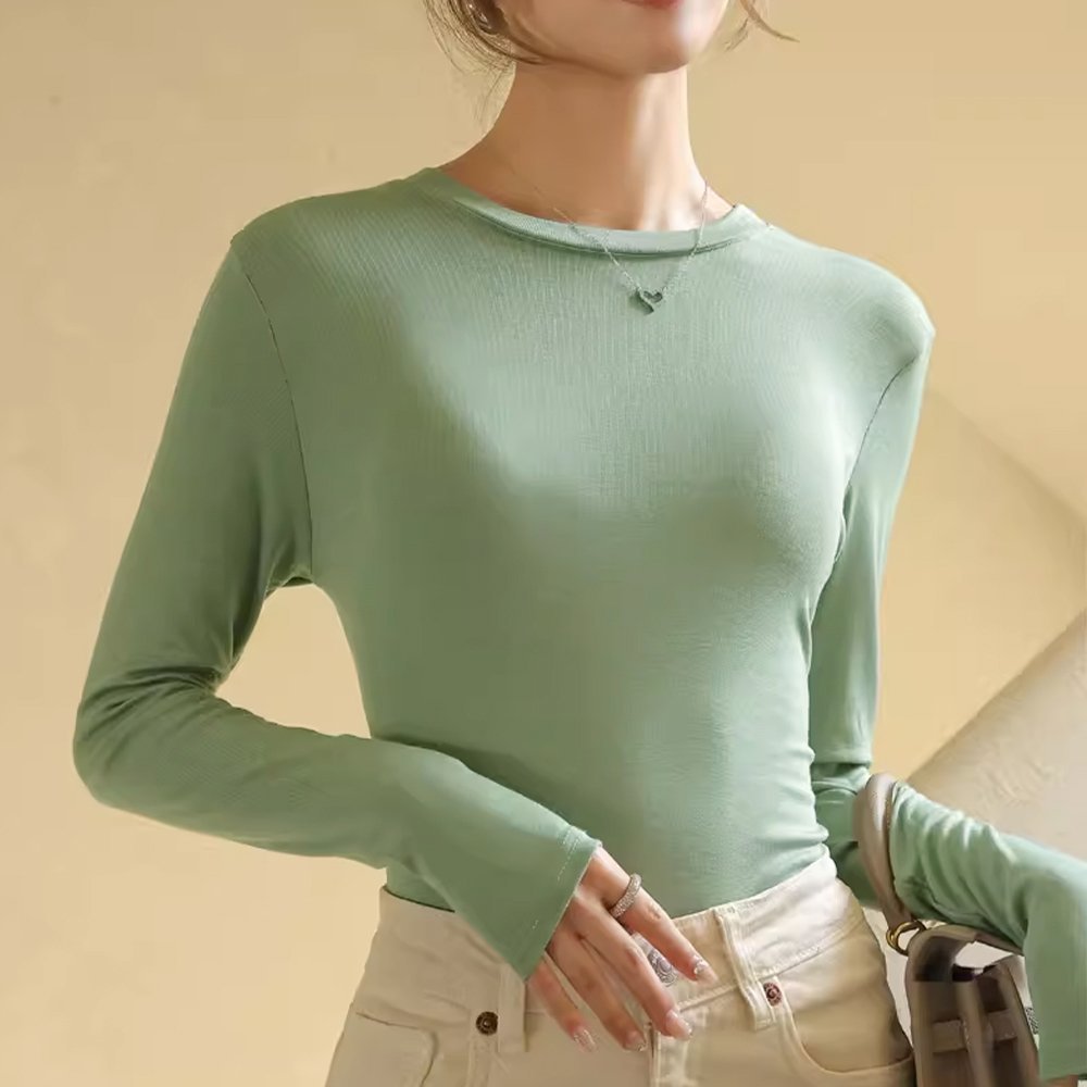 【ミニミニストア/miniministore】の長袖Tシャツ 無地 レディース トップス インテリア・キッズ・メンズ・レディースファッション・服の通販 founy(ファニー)  ファッション Fashion レディースファッション Fashion for Women トップス・カットソー Cut & Sew Tops シャツ・ブラウス・オフィスカジュアル Elegant Blouses & Button-Ups ロングTシャツ・Tシャツ Longline T-Shirts & Tees インナー Innerwear カットソー Cut and Sewn Top 冬 Winter / This Winter 無地 Plain, Solid Color A/W・秋冬 Autumn/Winter 長袖 Long Sleeve, Full Sleeve ミントグリーン|ID: prp329100004749020 ipo3291000000034340292