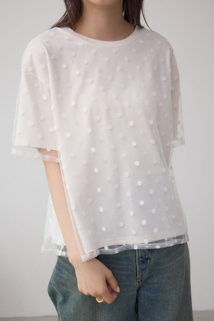 【アズール バイ マウジー/AZUL by moussy】のチュールアソートTシャツ インテリア・キッズ・メンズ・レディースファッション・服の通販 founy(ファニー) https://founy.com/ ファッション Fashion レディースファッション Fashion for Women トップス・カットソー Cut & Sew Tops シャツ・ブラウス・オフィスカジュアル Elegant Blouses & Button-Ups ロングTシャツ・Tシャツ Longline T-Shirts & Tees カットソー Cut and Sewn Top クラシカル Classical, Vintage-Inspired ストーン Stone, Gem-Like チュール Tulip, Tulip Motif ドッキング Docking, Mixed Material ドット Polka Dot, Dot Pattern バランス Balance, Style Balance フェミニン Feminine, Girly エレガント 上品 Elegant |ID: prp329100004749024 ipo3291000000034340300