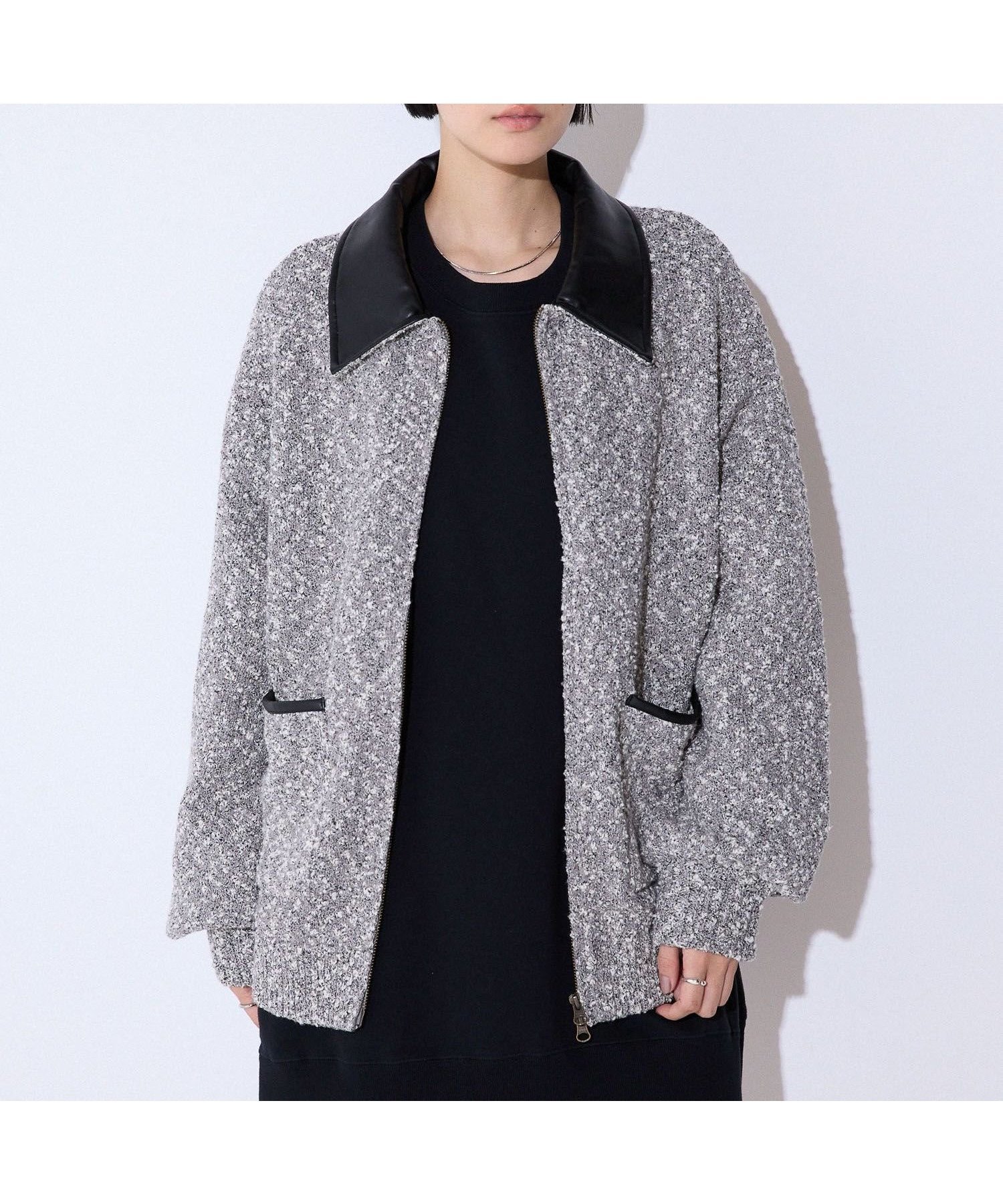 【ジーナシス/JEANASiS】のツイーディニットジャケット インテリア・キッズ・メンズ・レディースファッション・服の通販 founy(ファニー) ファッション Fashion レディースファッション Fashion for Women アウター Coat / Outerwear Collection レディースジャケット・軽アウター Jackets おすすめ Recommended / Our Picks インナー Innerwear カーディガン Cardigan, Knitwear ショート Short, Short Length デニム Denim, Jeans Material フェイクレザー Faux Leather, PU Leather フレア Flare, Flared ボトム Bottoms, Lower Wear ポケット Pocket, Pocket Detail ワイド Wide, Wide Fit 冬 Winter / This Winter 秋 Autumn グレー|ID: prp329100004749075 ipo3291000000034486349