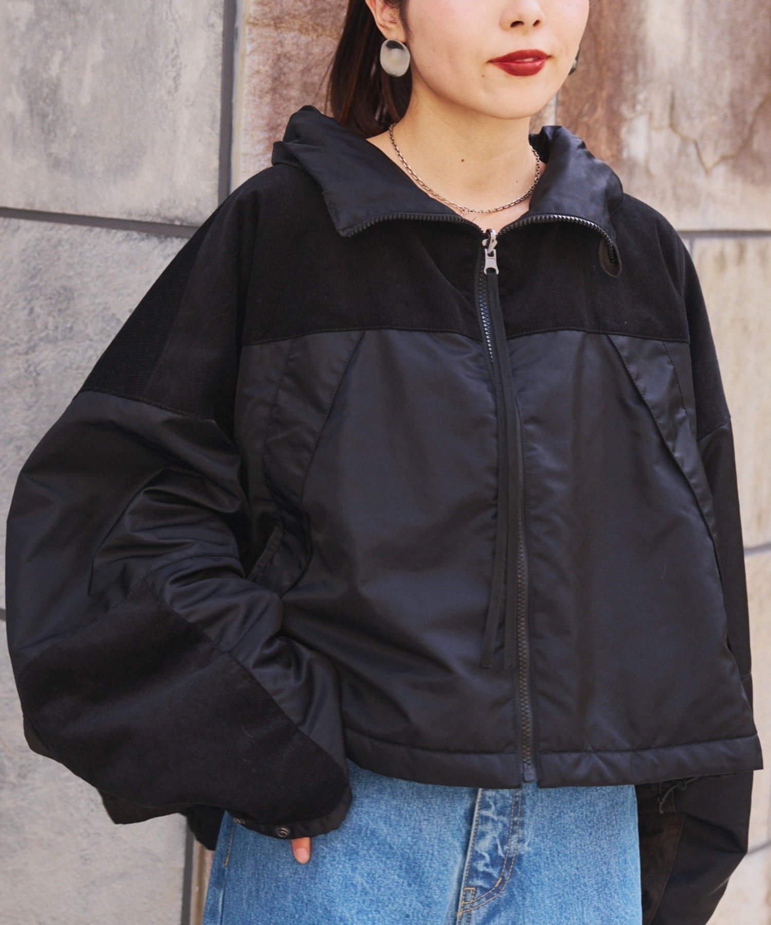 【チャオパニックティピー/CIAOPANIC TYPY】の【etsinta】リバーシブル中綿ショートモンスタージャケット インテリア・キッズ・メンズ・レディースファッション・服の通販 founy(ファニー) 　ファッション　Fashion　レディースファッション　Fashion for Women　アウター　Coat / Outerwear Collection　レディースジャケット・軽アウター　Jackets　キルティング　Quilted, Quilting　デニム　Denim, Jeans Material　トレンド　Trend, Trending Now　バランス　Balance, Style Balance　ミックス　Mix, Mixed Style　リバーシブル　Reversible, Two-Sided　おすすめ　Recommended / Our Picks　ブラック|ID: prp329100004749077 ipo3291000000034506909