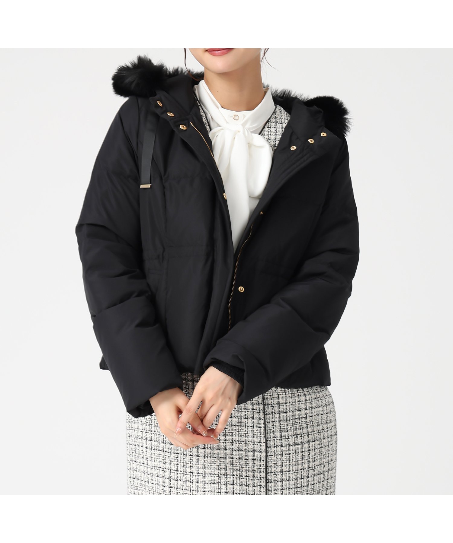 【ミッシュマッシュ/MISCH MASCH】のMM548601 グログランリボンフードショートダウン 人気、トレンドファッション・服の通販 founy(ファニー) 　ファッション　Fashion　レディースファッション　Fashion for Women　デニム　Denim, Jeans Material　フェミニン　Feminine, Girly　 other-1|ID: prp329100004749085 ipo3291000000034501412