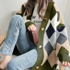 【ミニミニストア/miniministore】の配色ニットカーディガン 韓国風レディース カーキ|ID: prp329100004749091 ipo3291000000034340645