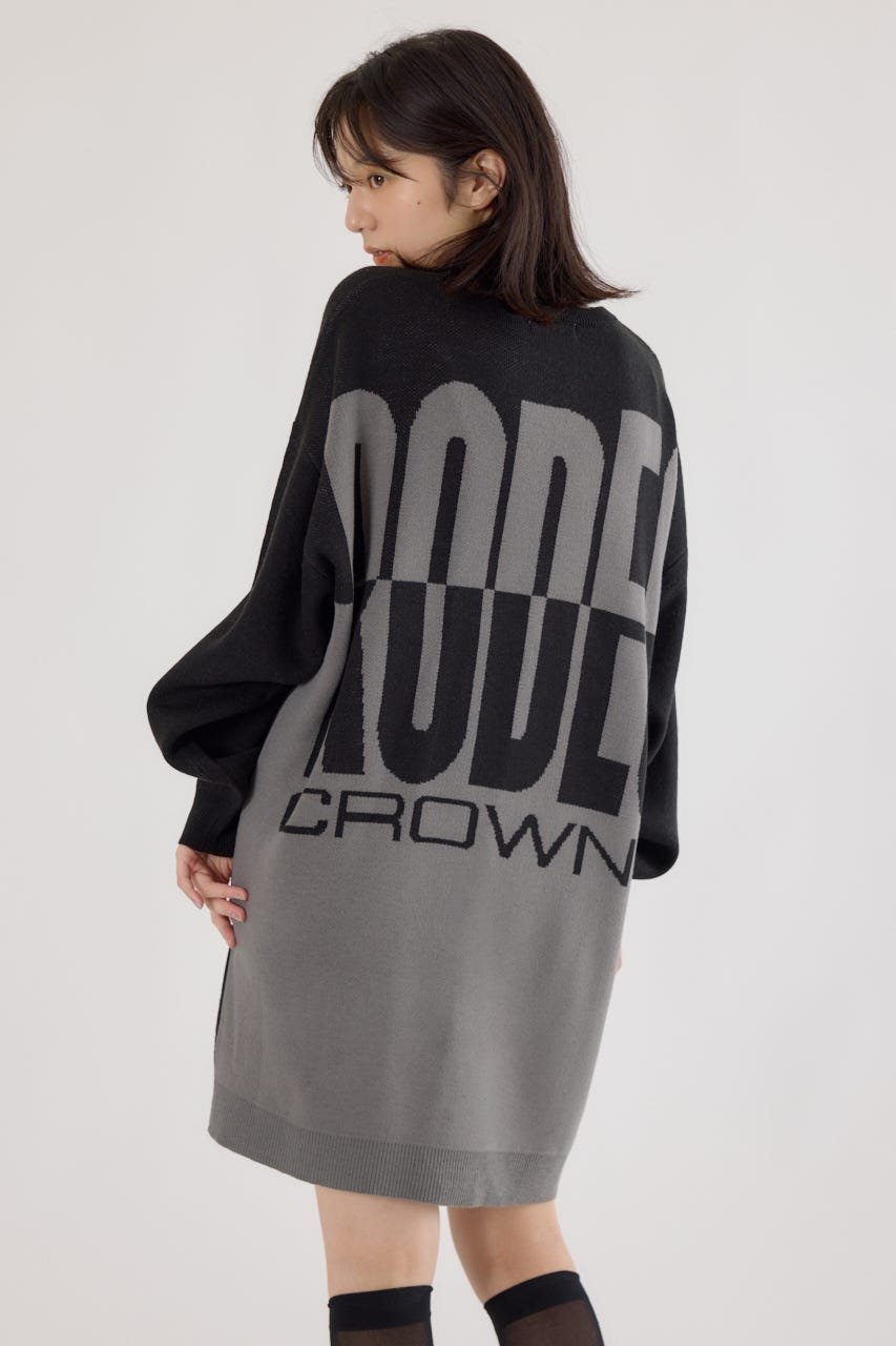 【ロデオクラウンズワイドボウル/RODEO CROWNS WIDE BOWL】のバックバイカラーロゴニットワンピース インテリア・キッズ・メンズ・レディースファッション・服の通販 founy(ファニー)  ファッション Fashion レディースファッション Fashion for Women ワンピース Dresses ニットワンピース Knit Dresses シンプル Simple, Minimal フラット Flat, Flat Shoes フロント Front, Front Design ロング Long, Long-Length BLK|ID: prp329100004749097 ipo3291000000034340675