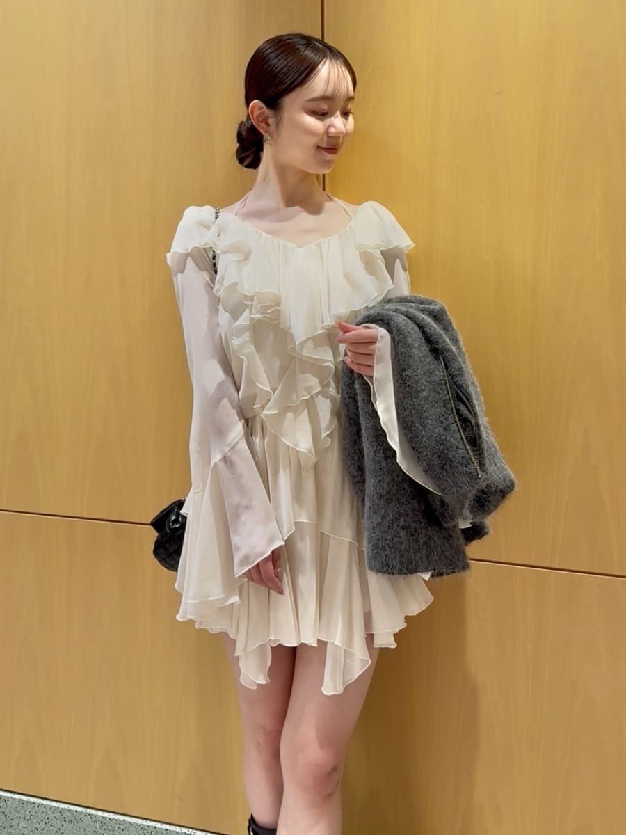 【スナイデル/SNIDEL】のシフォンフリルミニコンビワンピース 人気、トレンドファッション・服の通販 founy(ファニー) 　ファッション　Fashion　レディースファッション　Fashion for Women　ワンピース　Dresses　インナー　Innerwear　ウェーブ　Wavy Pattern　エレガント 上品　Elegant　キャミソール　Camisole, Spaghetti Strap Top　シフォン　Chiffon, Lightweight Fabric　ショート　Short, Short Length　ストレート　Straight, Straight Cut　スマート　Smart, Elegant　セットアップ　Set-Up, Coordinated Outfit　チュニック　Tunic, Long Top　人気　Popular, Best Seller　バランス　Balance, Style Balance　フリル　Frill, Ruffle　ラッフル　Ruffle, Frill　ラベンダー　Lavender　リュクス　Luxury, Elegant, High-End, Chic　レース　Lace, Lace Fabric　楽ちん　Easy Fit, Comfortable　おすすめ　Recommended / Our Picks　 other-1|ID: prp329100004749106 ipo3291000000034340707