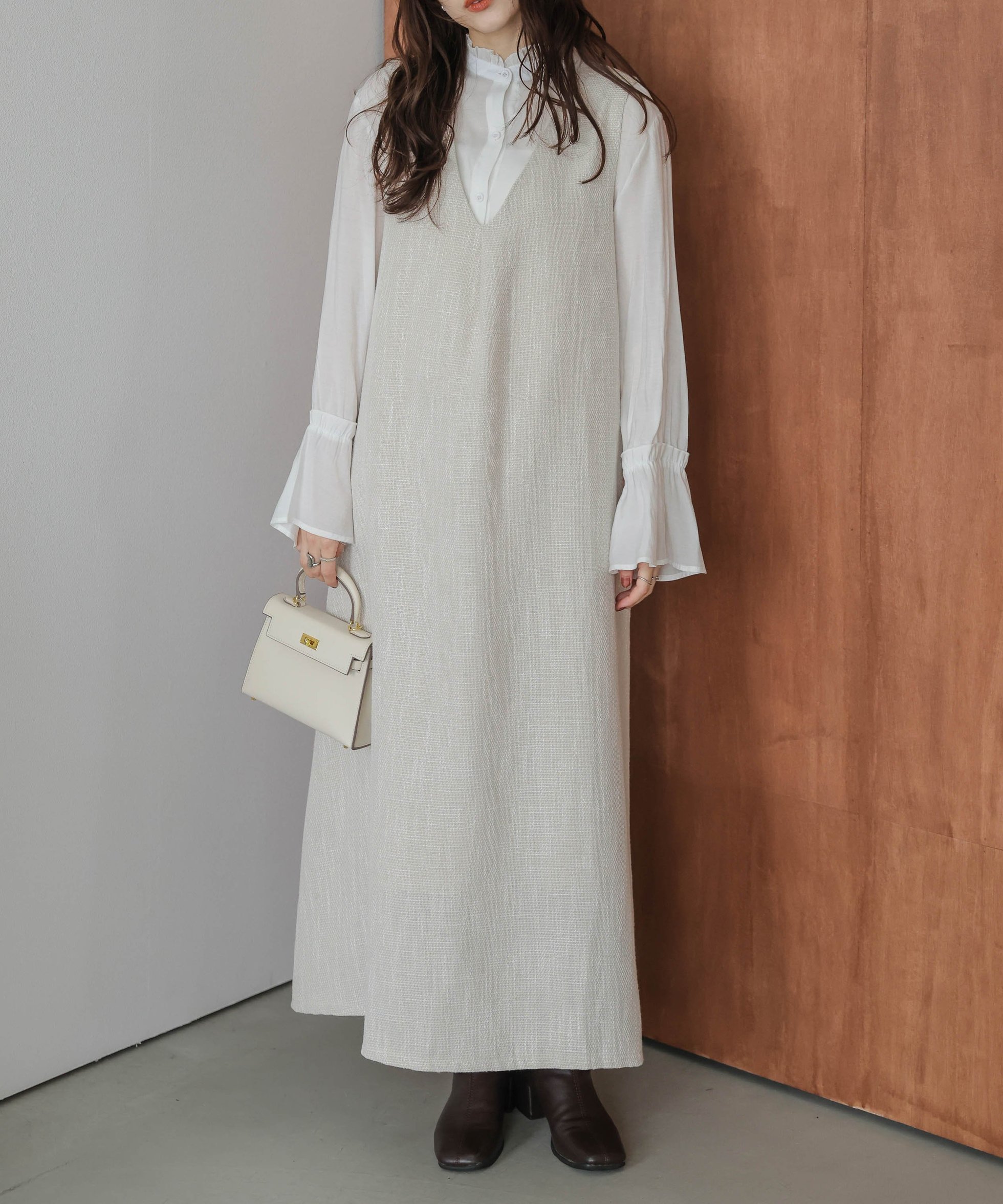 【ラジュール/Lajour】のツイードフレアジャンパースカート インテリア・キッズ・メンズ・レディースファッション・服の通販 founy(ファニー) 　ファッション　Fashion　レディースファッション　Fashion for Women　スカート　Skirts　2025年　2025　2025-2026秋冬・A/W　Autumn/Winter 2025–26 AW25–26　インナー　Innerwear　キャミソール　Camisole, Spaghetti Strap Top　タートルネック　Turtleneck, High Neck　ツイード　Twill, Twill Weave　フェミニン　Feminine, Girly　エレガント 上品　Elegant　オフホワイト|ID: prp329100004749122 ipo3291000000034633422