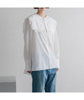 【ローリーズファーム/LOWRYS FARM】のBIGカラーレースブラウス 人気、トレンドファッション・服の通販 founy(ファニー) ファッション Fashion レディースファッション Fashion for Women トップス・カットソー Cut & Sew Tops シャツ・ブラウス・オフィスカジュアル Elegant Blouses & Button-Ups おすすめ Recommended / Our Picks カーディガン Cardigan, Knitwear シンプル Simple, Minimal ジャケット Jacket, Outerwear スクエア Square, Square Shape デニム Denim, Jeans Material ブロード Broadcloth, Fine Cotton レース Lace, Lace Fabric エレガント 上品 Elegant |ID:prp329100004749156