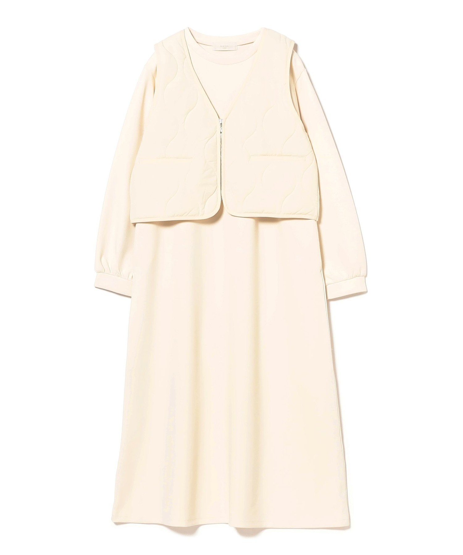 【ビームス ウイメン/BEAMS】のキルト Vネック ベスト * カットソー ワンピース セット 人気、トレンドファッション・服の通販 founy(ファニー) 　ファッション　Fashion　レディースファッション　Fashion for Women　アウター　Coat / Outerwear Collection　カットソー　Cut and Sewn Top　キルティング　Quilted, Quilting　キルト　Quilt, Quilted Fabric　コンパクト　Compact, Small Size　ストレート　Straight, Straight Cut　スポーティ　Sporty, Casual Athletic　タフタ　Taffeta, Structured Fabric　ベスト　Vest, Waistcoat　ベーシック　Basic, Essential　リラックス　Relax, Relaxed Fit　楽ちん　Easy Fit, Comfortable　再入荷　Restock / Back in Stock　おすすめ　Recommended / Our Picks　 other-1|ID: prp329100004749165 ipo3291000000034487932