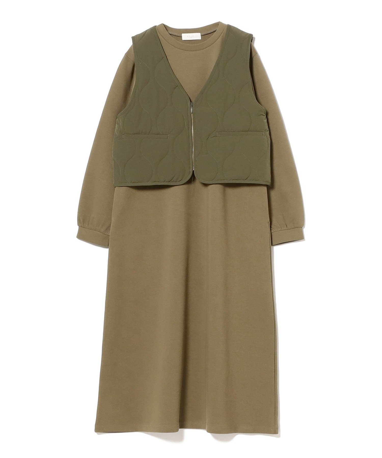 【ビームス ウイメン/BEAMS】のキルト Vネック ベスト * カットソー ワンピース セット インテリア・キッズ・メンズ・レディースファッション・服の通販 founy(ファニー) 　ファッション　Fashion　レディースファッション　Fashion for Women　アウター　Coat / Outerwear Collection　カットソー　Cut and Sewn Top　キルティング　Quilted, Quilting　キルト　Quilt, Quilted Fabric　コンパクト　Compact, Small Size　ストレート　Straight, Straight Cut　スポーティ　Sporty, Casual Athletic　タフタ　Taffeta, Structured Fabric　ベスト　Vest, Waistcoat　ベーシック　Basic, Essential　リラックス　Relax, Relaxed Fit　楽ちん　Easy Fit, Comfortable　再入荷　Restock / Back in Stock　おすすめ　Recommended / Our Picks　OLIVE*OLIVE|ID: prp329100004749165 ipo3291000000034487940