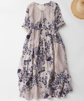 【スピーガ/SPIGA】のプリント柄半袖ロングワンピース 人気、トレンドファッション・服の通販 founy(ファニー) ファッション Fashion レディースファッション Fashion for Women ワンピース Dresses プリント Print, Printed Pattern ロング Long, Long-Length 半袖 Short Sleeve, Half Sleeve |ID:prp329100004749183