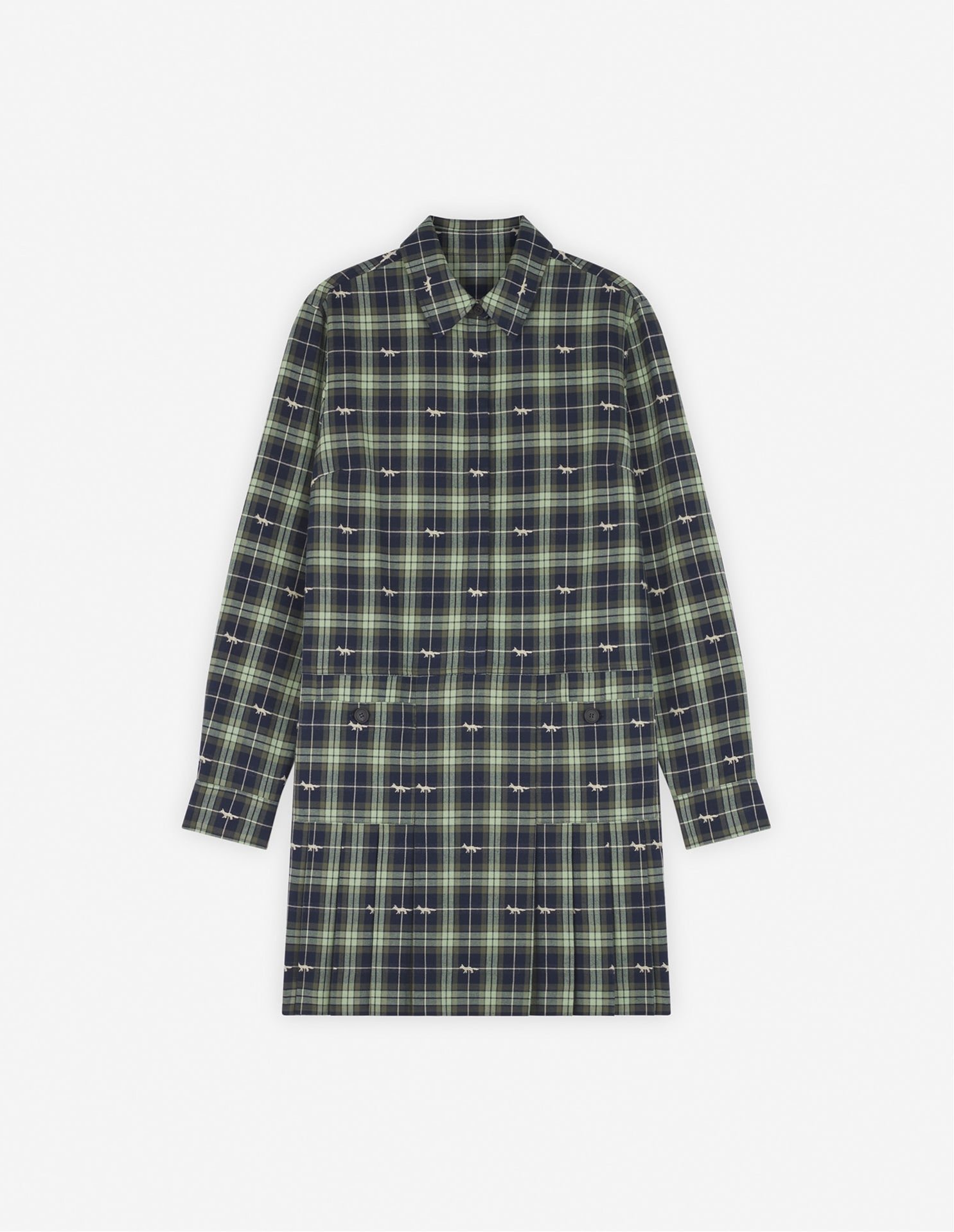 【その他のブランド/Other】の【公式】Maison Kitsune PLEATED MINI SHIRT DRESS インテリア・キッズ・メンズ・レディースファッション・服の通販 founy(ファニー)  ファッション Fashion レディースファッション Fashion for Women トップス・カットソー Cut & Sew Tops シャツ・ブラウス・オフィスカジュアル Elegant Blouses & Button-Ups ワンピース Dresses フォーマル・パーティードレス・結婚式用ドレス Elegant & Casual Dresses カフス Cuff Design ストレート Straight, Straight Cut チェック Check, Plaid, Tartan 長袖 Long Sleeve, Full Sleeve パッチ Patch, Appliqué フロント Front, Front Design プリーツ Pleats, Pleated ポケット Pocket, Pocket Detail モチーフ Motif, Design Theme NAVY/ASH TREE|ID: prp329100004749236 ipo3291000000034341470