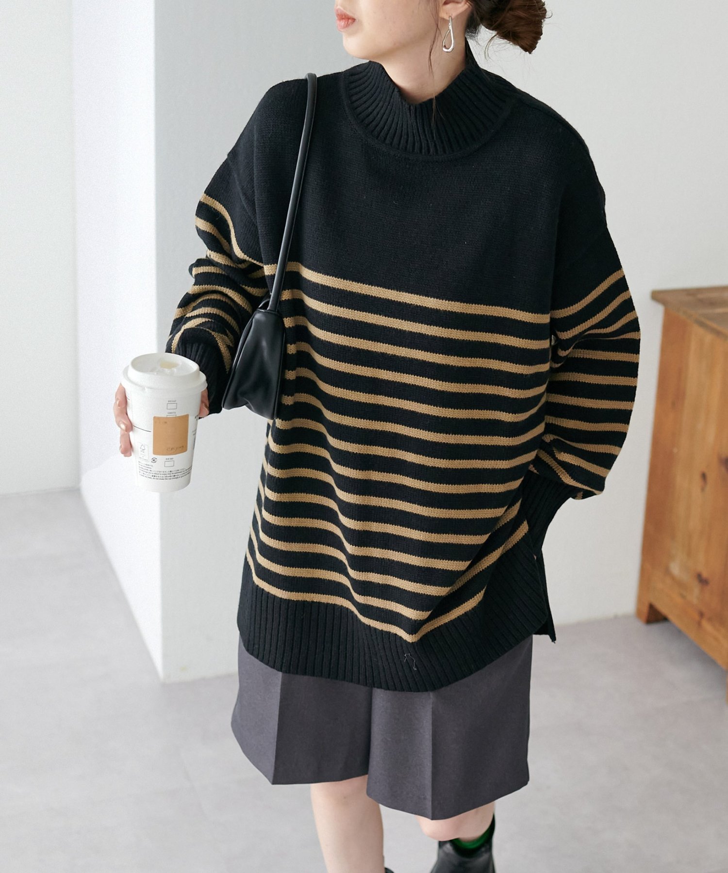 【ディスコート/Discoat】の【WEB限定】パネルボーダーニットプルオーバー インテリア・キッズ・メンズ・レディースファッション・服の通販 founy(ファニー) ファッション Fashion レディースファッション Fashion for Women トップス・カットソー Cut & Sew Tops ニット Knit Tops & Sweaters カジュアルプルオーバー・ニットトップス Pullovers & Knit Tops / Casual Pullovers シンプル Simple, Minimal スリット Slit, Slit Detail ハイネック High Neck, Mock Neck ボーダー Border, Stripe 人気 Popular, Best Seller 無地 Plain, Solid Color ブラックその他1|ID: prp329100004749253 ipo3291000000034438656