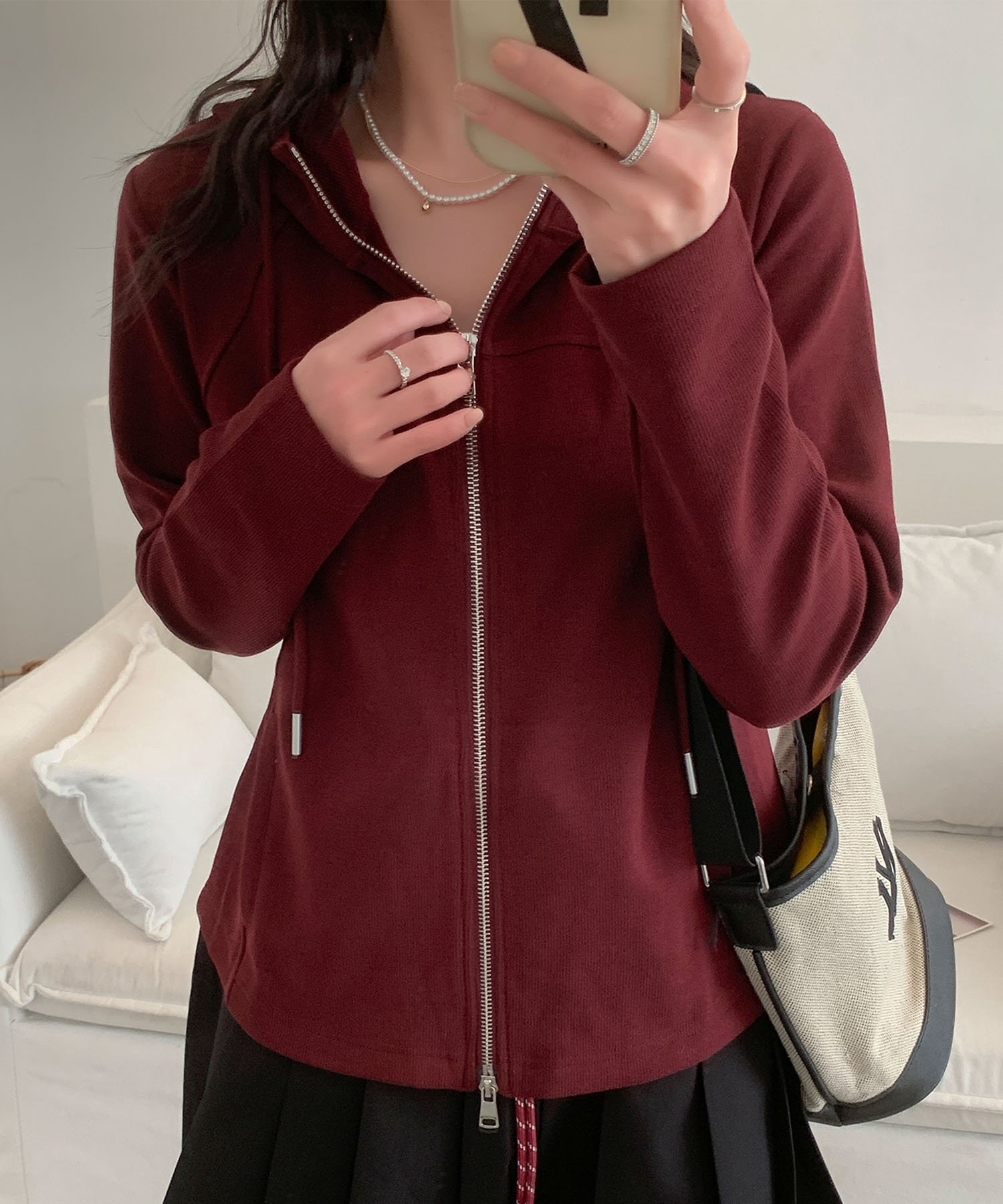 【アイモハ/aimoha】のaimoha -select-/フード付きジップアップパーカー インテリア・キッズ・メンズ・レディースファッション・服の通販 founy(ファニー)  ファッション Fashion レディースファッション Fashion for Women トップス・カットソー Cut & Sew Tops レディースパーカー・カジュアルフーディー Casual Hoodies & Sweatshirts おすすめ Recommended / Our Picks インナー Innerwear クラシカル Classical, Vintage-Inspired シューズ Shoes, Footwear シンプル Simple, Minimal スニーカー Sneakers, Trainers スラックス Slacks, Dress Pants ダウン Down, Puffer トレンド Trend, Trending Now フロント Front, Front Design ポケット Pocket, Pocket Detail 厚底 Platform Shoes 秋 Autumn ワイン|ID: prp329100004749340 ipo3291000000034342094
