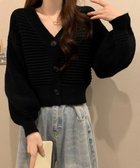 【ミニミニストア/miniministore】のニットカーディガン ショート丈 韓国風 ブラック|ID: prp329100004749346 ipo3291000000034342117