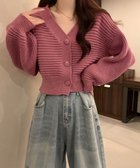 【ミニミニストア/miniministore】のニットカーディガン ショート丈 韓国風 スモークピンク|ID: prp329100004749346 ipo3291000000034342119