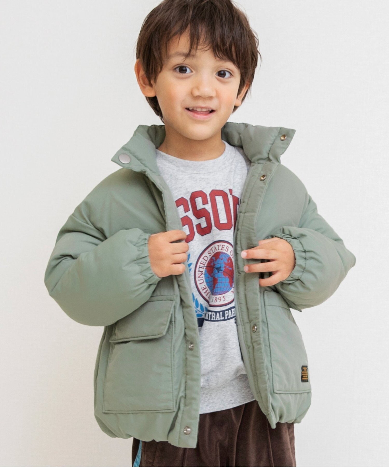 【エフオー オンラインストア/F.O.Online Store / KIDS】のスタンドカラー中綿ジャケット インテリア・キッズ・メンズ・レディースファッション・服の通販 founy(ファニー) 　ファッション　Fashion　キッズファッション　Fashion for Kids　アウター　Coat Outerwear /Kids　ジャケット　Jacket, Outerwear　スタンド　Stand Collar, Upright Stand　ブルゾン　Blouson, Bomber Jacket　人気　Popular, Best Seller　カーキ|ID: prp329100004749440 ipo3291000000034581174
