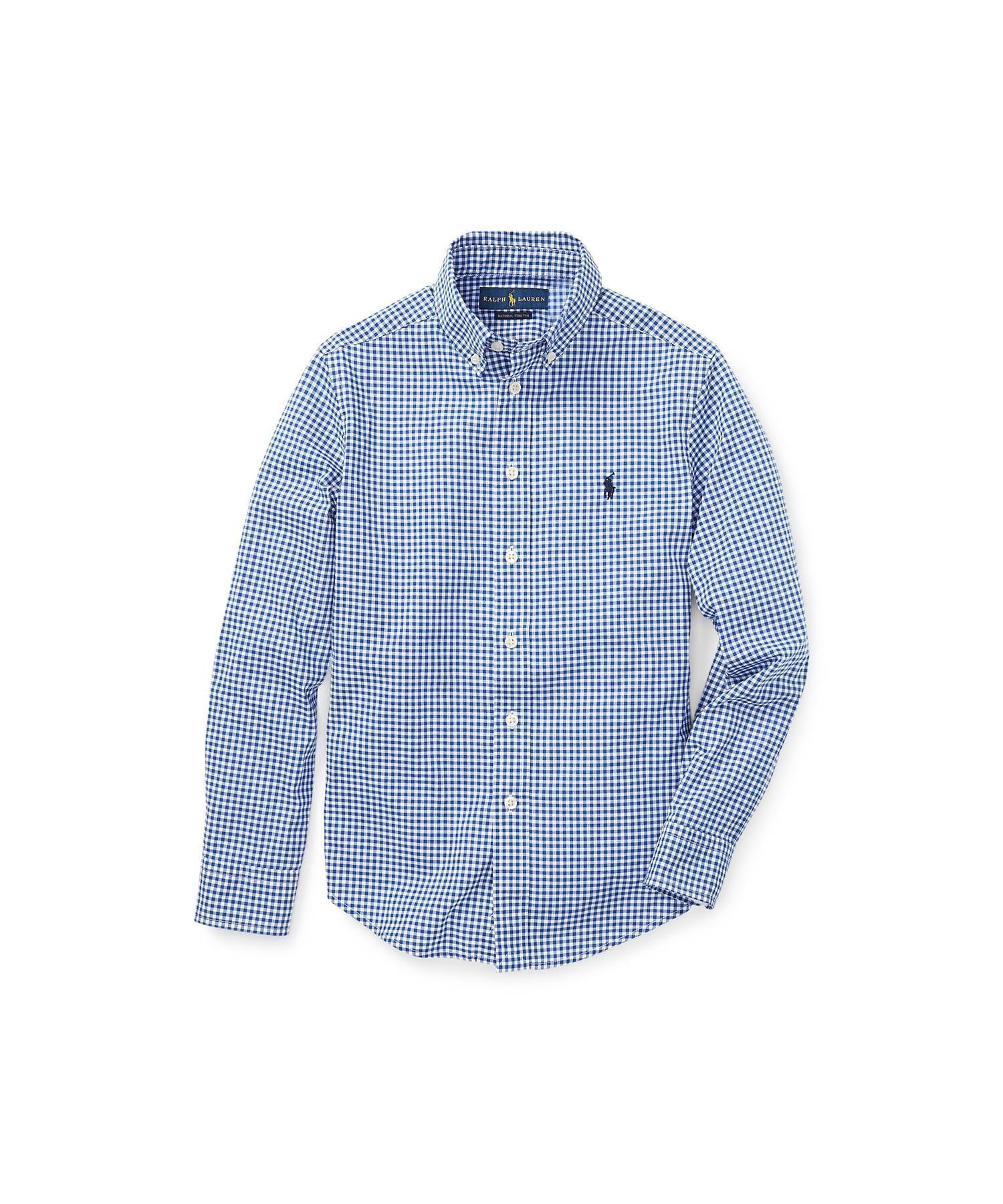 【ラルフローレン/RALPH LAUREN / KIDS】の(ボーイズ 8才~20才)ギンガム コットン ポプリン シャツ 人気、トレンドファッション・服の通販 founy(ファニー) 　ファッション　Fashion　キッズファッション　Fashion for Kids　カフス　Cuff Design　ギンガム　Gingham, Gingham Fabric　ストレッチ　Stretch, Stretchy Fabric　ダウン　Down, Puffer　パーティ　Party, Party Style　プリーツ　Pleats, Pleated　ボックス　Boxy, Box Shape　ボーイズ　Boyish, Boy Style　ヨーク　Yoke, Yoke Design　ラウンド　Round, Round Neck　長袖　Long Sleeve, Full Sleeve　 other-1|ID: prp329100004749461 ipo3291000000035193441