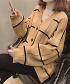 【ミニミニストア/miniministore】のニットカーディガン BIGチェック柄秋冬 ダークベージュ|ID: prp329100004749517 ipo3291000000034343254