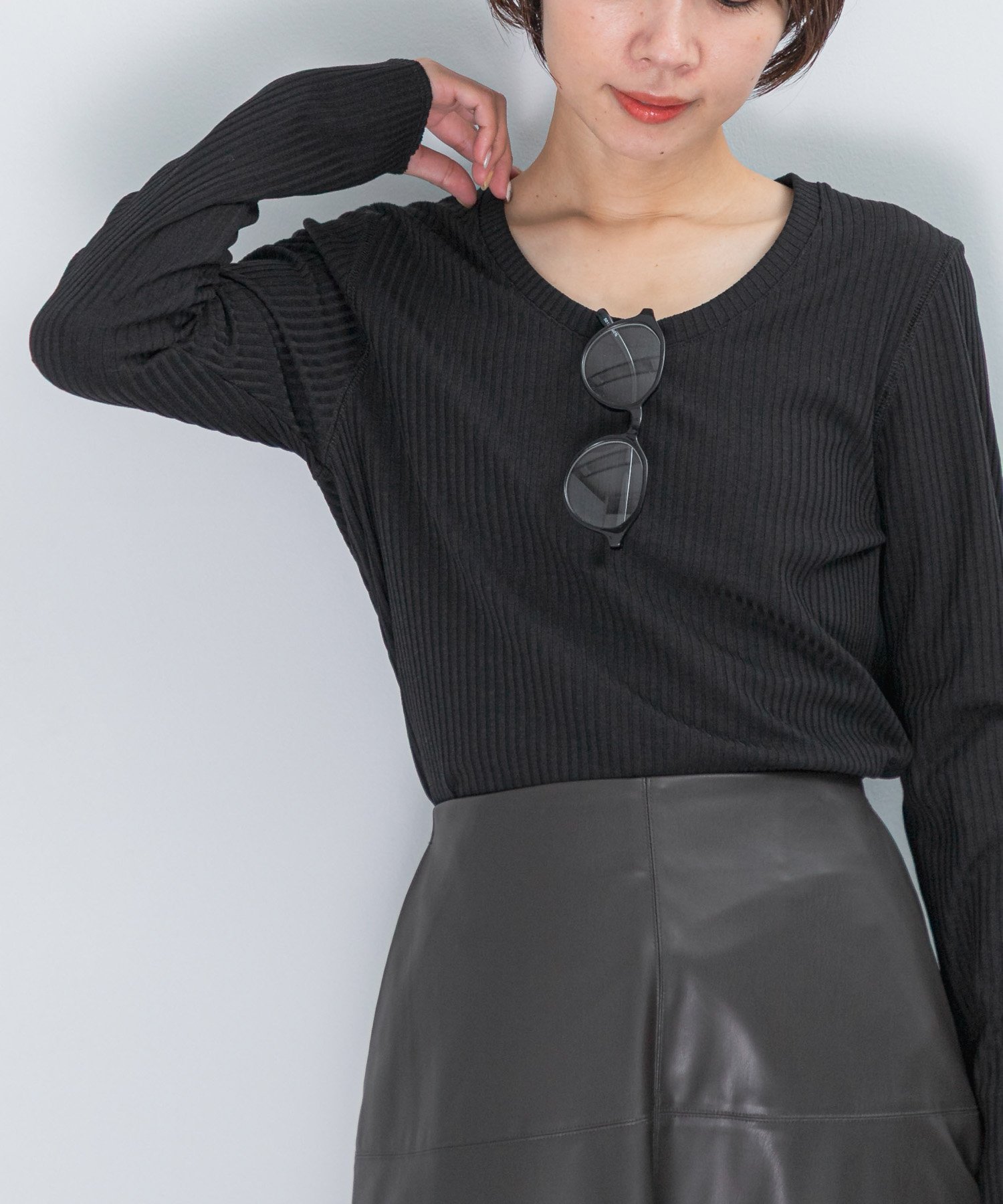 【アーバンリサーチ ロッソ/URBAN RESEARCH ROSSO】のUネックリブプルオーバー インテリア・キッズ・メンズ・レディースファッション・服の通販 founy(ファニー)  ファッション Fashion レディースファッション Fashion for Women トップス・カットソー Cut & Sew Tops カジュアルプルオーバー・ニットトップス Pullovers & Knit Tops / Casual Pullovers 2025年 2025 2025-2026秋冬・A/W Autumn/Winter 2025–26 AW25–26 冬 Winter / This Winter インナー Innerwear ジャケット Jacket, Outerwear フィット Fit, Slim Fit エレガント 上品 Elegant A/W・秋冬 Autumn/Winter BLACK|ID: prp329100004749529 ipo3291000000034343323