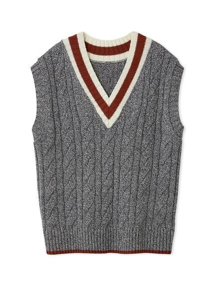 【ミラオーウェン/Mila Owen】のチルデンニットベスト インテリア・キッズ・メンズ・レディースファッション・服の通販 founy(ファニー) 　雑誌掲載アイテム　Magazine Picks & Fashion Features　ファッション雑誌　Fashion Magazines　ストーリィ　STORY　ファッション　Fashion　レディースファッション　Fashion for Women　アウター　Coat / Outerwear Collection　トップス・カットソー　Cut & Sew Tops　ニット　Knit Tops & Sweaters　ベスト&ジレ / 重ね着スタイル　Vests & Gilets　インディゴ　Indigo Denim　カットソー　Cut and Sewn Top　10月号　October Issue　スマート　Smart, Elegant　雑誌　Magazine, Fashion Magazine　長袖　Long Sleeve, Full Sleeve　ベスト　Vest, Waistcoat　メランジ　Melange, Mixed Yarn　おすすめ　Recommended / Our Picks　GRY[006]|ID: prp329100004749533 ipo3291000000034542436