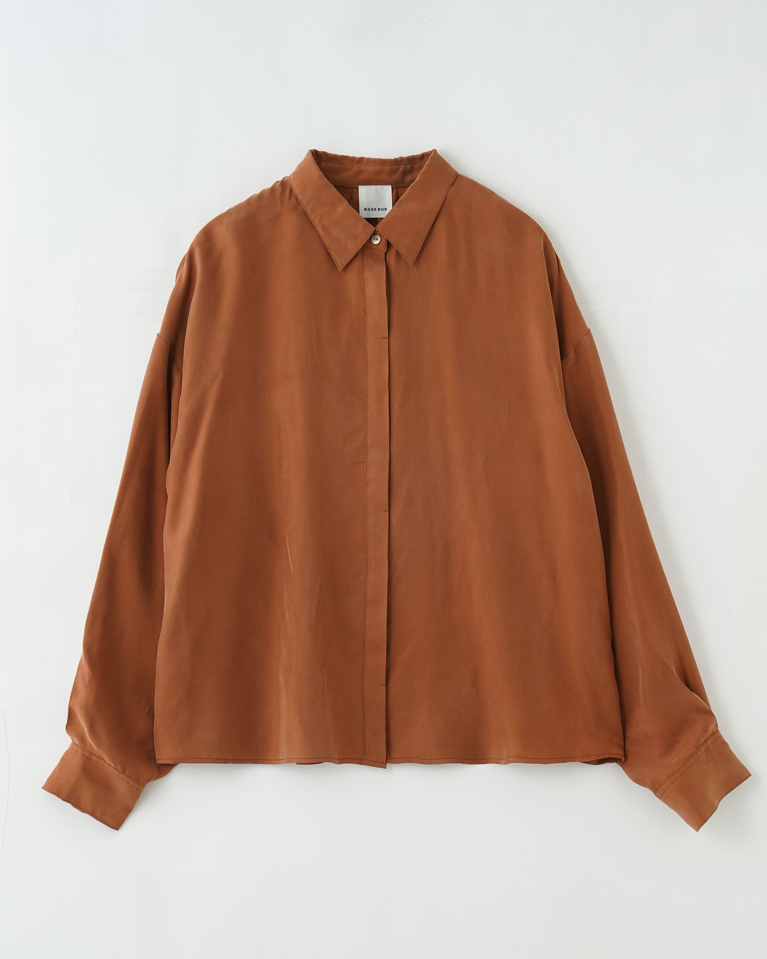 【ローズバッド/ROSE BUD】のL/S SHIRT インテリア・キッズ・メンズ・レディースファッション・服の通販 founy(ファニー)  ファッション Fashion レディースファッション Fashion for Women トップス・カットソー Cut & Sew Tops シャツ・ブラウス・オフィスカジュアル Elegant Blouses & Button-Ups おすすめ Recommended / Our Picks とろみ Fluid, Flowy Fabric シンプル Simple, Minimal セットアップ Set-Up, Coordinated Outfit エレガント 上品 Elegant BROWN|ID: prp329100004749543 ipo3291000000034343400