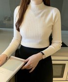 【ミニミニストア/miniministore】の韓国リブニットトップス ハイネック 長袖 アイボリー|ID: prp329100004749554 ipo3291000000034343463