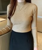 【ミニミニストア/miniministore】の韓国リブニットトップス ハイネック 長袖 ベージュ|ID: prp329100004749554 ipo3291000000034343464