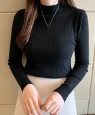 【ミニミニストア/miniministore】の韓国リブニットトップス ハイネック 長袖 ブラック|ID: prp329100004749554 ipo3291000000034343465
