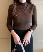 【ミニミニストア/miniministore】の韓国リブニットトップス ハイネック 長袖 ブラウン|ID: prp329100004749554 ipo3291000000034343467