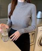 【ミニミニストア/miniministore】の韓国リブニットトップス ハイネック 長袖 グレー|ID: prp329100004749554 ipo3291000000034343469