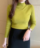 【ミニミニストア/miniministore】の韓国リブニットトップス ハイネック 長袖 イエローグリーン|ID: prp329100004749554 ipo3291000000034343471