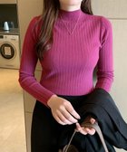 【ミニミニストア/miniministore】の韓国リブニットトップス ハイネック 長袖 ラズベリー|ID: prp329100004749554 ipo3291000000034343473