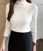 【ミニミニストア/miniministore】の韓国リブニットトップス ハイネック 長袖 ホワイト|ID: prp329100004749554 ipo3291000000034343475