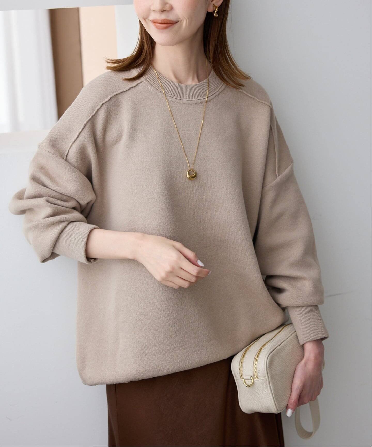 【スローブ イエナ/SLOBE IENA】の《WEB限定/追加2 》オーバーサイズ スウェットライクニット インテリア・キッズ・メンズ・レディースファッション・服の通販 founy(ファニー)  ファッション Fashion レディースファッション Fashion for Women トップス・カットソー Cut & Sew Tops ニット Knit Tops & Sweaters レディースパーカー・カジュアルフーディー Casual Hoodies & Sweatshirts スウェット・クルーネックトップス Sweatshirts & Crewnecks / Relaxed Fit Sweat Tops 2025年 2025 2025-2026秋冬・A/W Autumn/Winter 2025–26 AW25–26 おすすめ Recommended / Our Picks スウェット / スエット Sweatshirt, Sweatwear フレア Flare, Flared ボトム Bottoms, Lower Wear 軽量 Lightweight, Ultra Light ベージュ|ID: prp329100004749703 ipo3291000000034344387