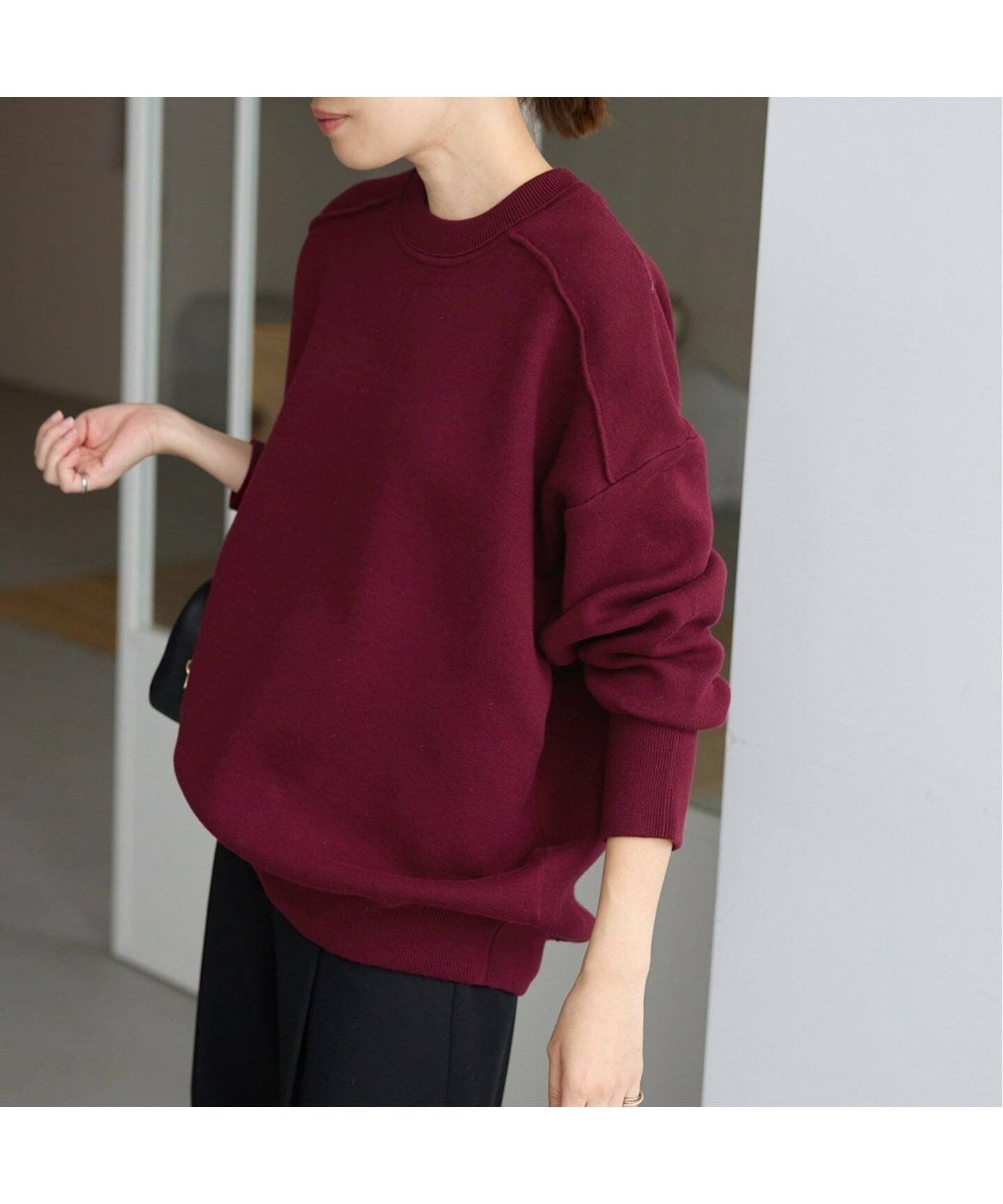 【スローブ イエナ/SLOBE IENA】の《WEB限定/追加2 》オーバーサイズ スウェットライクニット インテリア・キッズ・メンズ・レディースファッション・服の通販 founy(ファニー)  ファッション Fashion レディースファッション Fashion for Women トップス・カットソー Cut & Sew Tops ニット Knit Tops & Sweaters レディースパーカー・カジュアルフーディー Casual Hoodies & Sweatshirts スウェット・クルーネックトップス Sweatshirts & Crewnecks / Relaxed Fit Sweat Tops 2025年 2025 2025-2026秋冬・A/W Autumn/Winter 2025–26 AW25–26 おすすめ Recommended / Our Picks スウェット / スエット Sweatshirt, Sweatwear フレア Flare, Flared ボトム Bottoms, Lower Wear 軽量 Lightweight, Ultra Light ボルドー|ID: prp329100004749703 ipo3291000000034344389