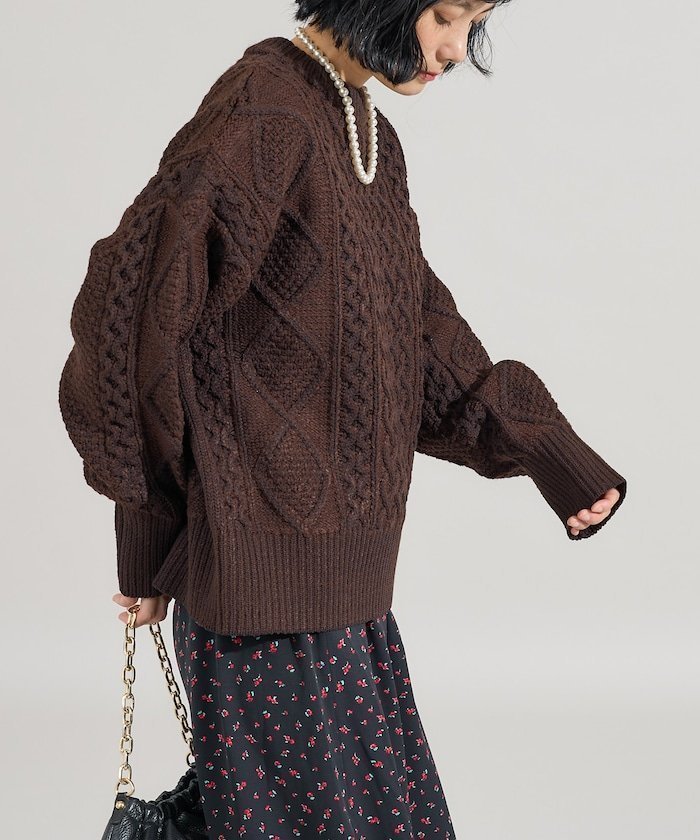 【フリークスストア/FREAK'S STORE】のミックスケーブルクルーネックニット/ケーブルニット 25AW インテリア・キッズ・メンズ・レディースファッション・服の通販 founy(ファニー) ファッション Fashion レディースファッション Fashion for Women トップス・カットソー Cut & Sew Tops ニット Knit Tops & Sweaters 2025年 2025 2025-2026秋冬・A/W Autumn/Winter 2025–26 AW25–26 冬 Winter / This Winter おすすめ Recommended / Our Picks 定番 Standard, Basic Item A/W・秋冬 Autumn/Winter ブラウン|ID: prp329100004749726 ipo3291000000035098712