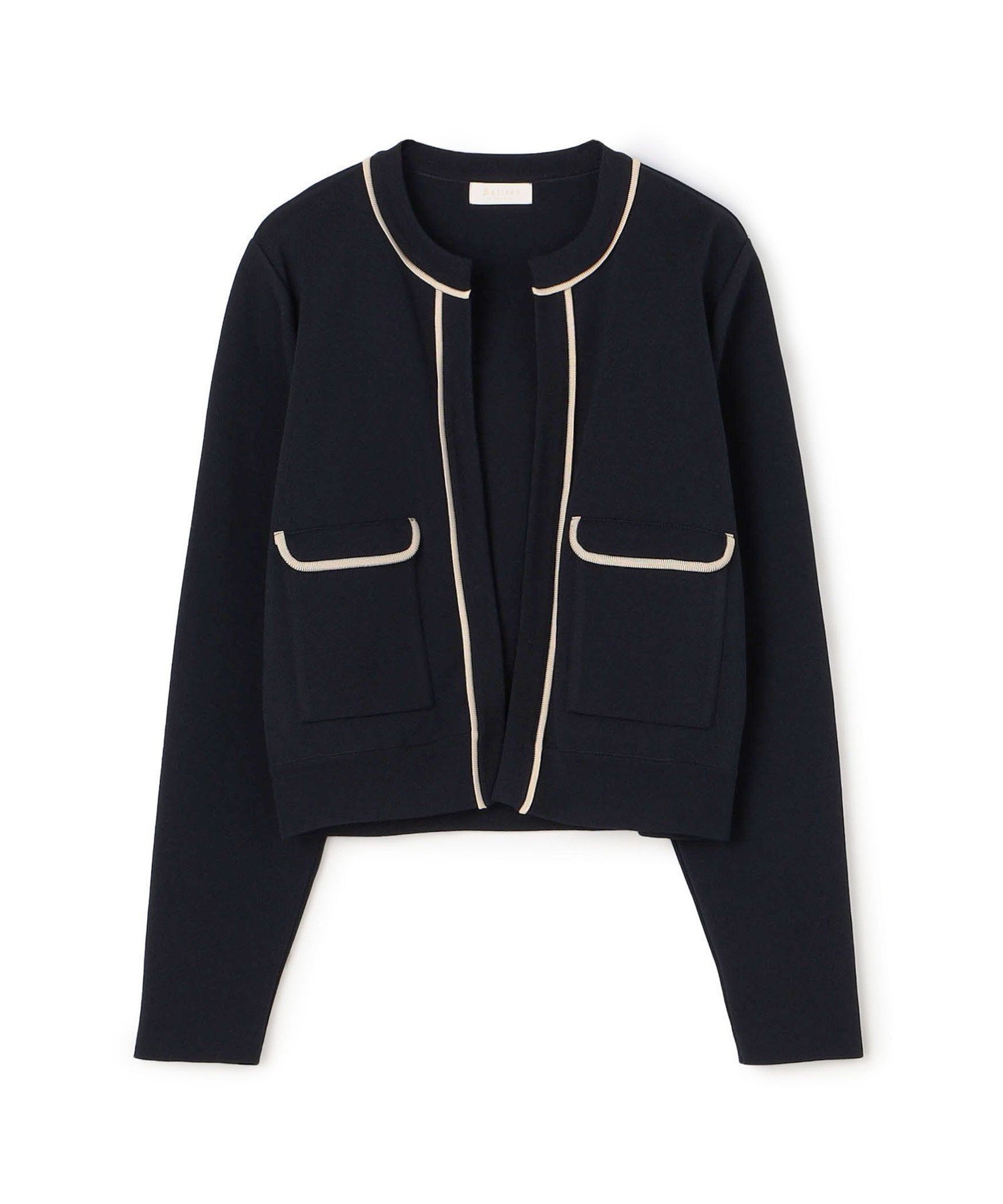 【トゥモローランド/TOMORROWLAND】のミラノリブ クルーネックカーディガン インテリア・キッズ・メンズ・レディースファッション・服の通販 founy(ファニー) 　ファッション　Fashion　レディースファッション　Fashion for Women　トップス・カットソー　Cut & Sew Tops　カーディガン・羽織り　Layered Style Cardigans　おすすめ　Recommended / Our Picks　エレガント 上品　Elegant　カーディガン　Cardigan, Knitwear　コンパクト　Compact, Small Size　デニム　Denim, Jeans Material　バランス　Balance, Style Balance　フォルム　Silhouette, Form　ブルゾン　Blouson, Bomber Jacket　ポケット　Pocket, Pocket Detail　ミラノリブ　Milano Rib, Milano Stitch　69 ネイビー|ID: prp329100004749755 ipo3291000000034470317