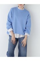 【ヒューマンウーマン/HUMAN WOMAN】のコットンカシミヤジャカードプルオーバー ブルー|ID: prp329100004749781 ipo3291000000034390787