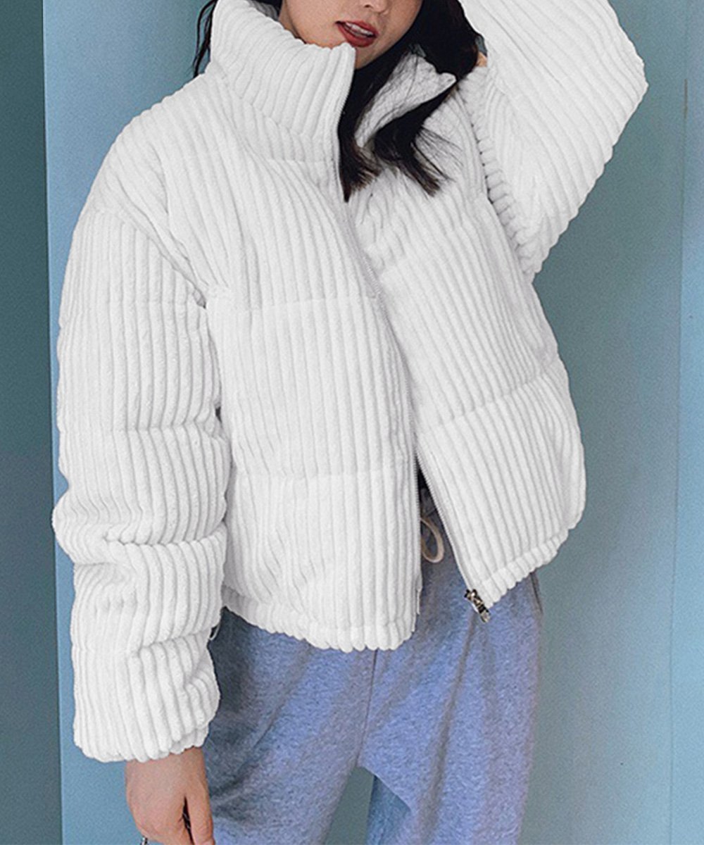 【ミニミニストア/miniministore】のコーデュロイ 中綿ジャケット ショート丈 インテリア・キッズ・メンズ・レディースファッション・服の通販 founy(ファニー)  ファッション Fashion レディースファッション Fashion for Women アウター Coat / Outerwear Collection レディースジャケット・軽アウター Jackets コーデュロイ Corduroy, Cord Fabric 軽量 Lightweight, Ultra Light ショート Short, Short Length シンプル Simple, Minimal ジップ Zip, Zipper ジャケット Jacket, Outerwear スタイリッシュ Stylish, Fashionable スタンド Stand Collar, Upright Stand ダウン Down, Puffer ブルゾン Blouson, Bomber Jacket 防寒 Cold Protection, Winter-Ready 無地 Plain, Solid Color ビジネス 仕事 通勤 Business / Work / Commuting ホワイト|ID: prp329100004749816 ipo3291000000034345025
