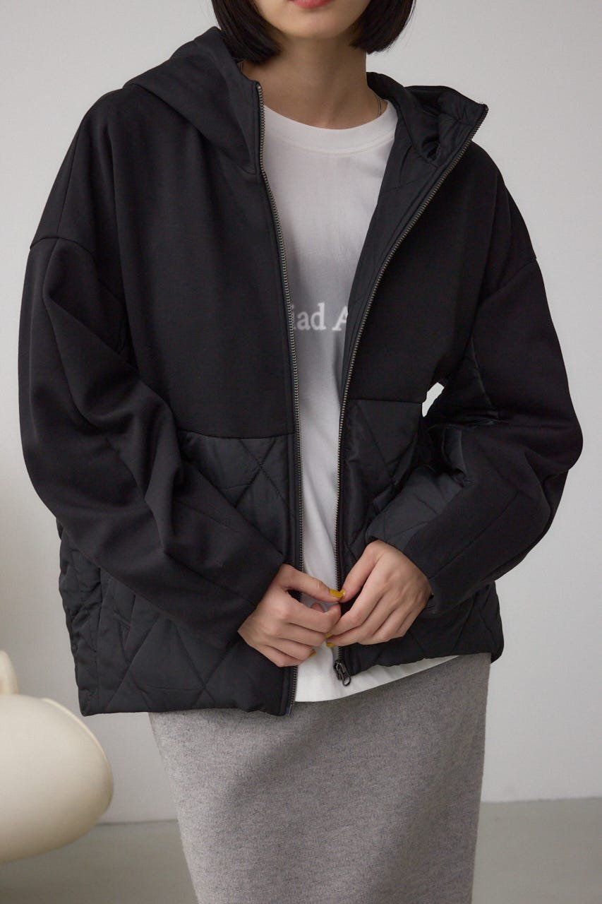 【アズール バイ マウジー/AZUL by moussy】のダンボールドッキングジップパーカー インテリア・キッズ・メンズ・レディースファッション・服の通販 founy(ファニー) ファッション Fashion レディースファッション Fashion for Women トップス・カットソー Cut & Sew Tops レディースパーカー・カジュアルフーディー Casual Hoodies & Sweatshirts アンティーク Antique-Inspired キルティング Quilted, Quilting シルバー Silver, Metallic Silver スタイリッシュ Stylish, Fashionable ダウン Down, Puffer リラックス Relax, Relaxed Fit エレガント 上品 Elegant 切替 Switching, Contrast Panel BLK|ID: prp329100004749842 ipo3291000000034641443