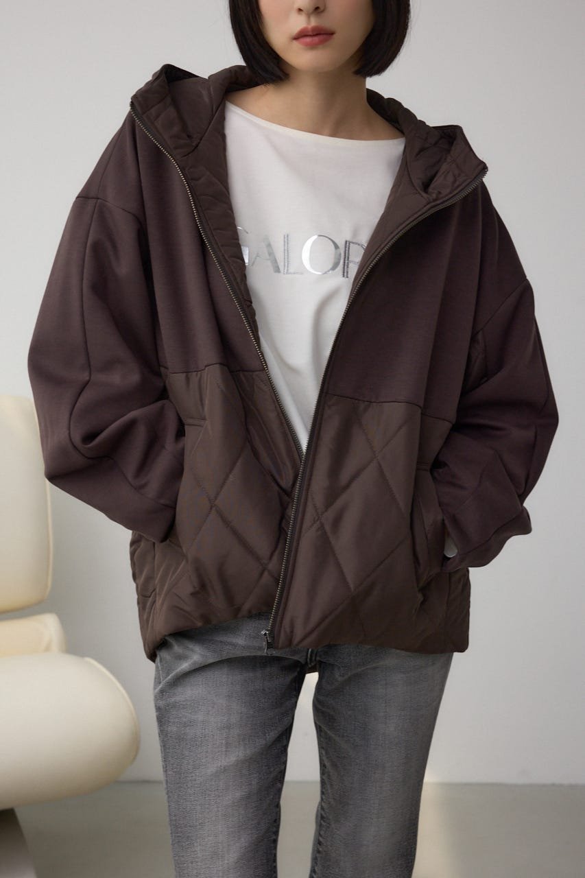 【アズール バイ マウジー/AZUL by moussy】のダンボールドッキングジップパーカー インテリア・キッズ・メンズ・レディースファッション・服の通販 founy(ファニー) ファッション Fashion レディースファッション Fashion for Women トップス・カットソー Cut & Sew Tops レディースパーカー・カジュアルフーディー Casual Hoodies & Sweatshirts アンティーク Antique-Inspired キルティング Quilted, Quilting シルバー Silver, Metallic Silver スタイリッシュ Stylish, Fashionable ダウン Down, Puffer リラックス Relax, Relaxed Fit エレガント 上品 Elegant 切替 Switching, Contrast Panel BRN|ID: prp329100004749842 ipo3291000000034641445